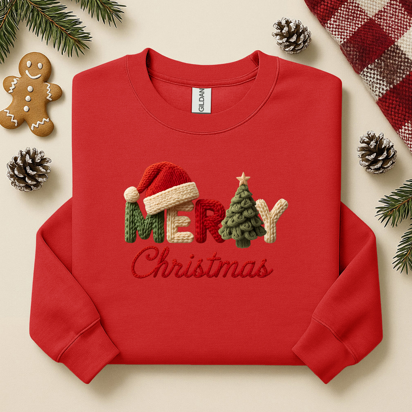 Merry Santa Hat Faux Yarn YOUTH & ADULT SIZES